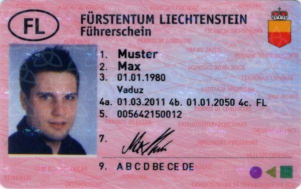 Liechtenstein driving licence